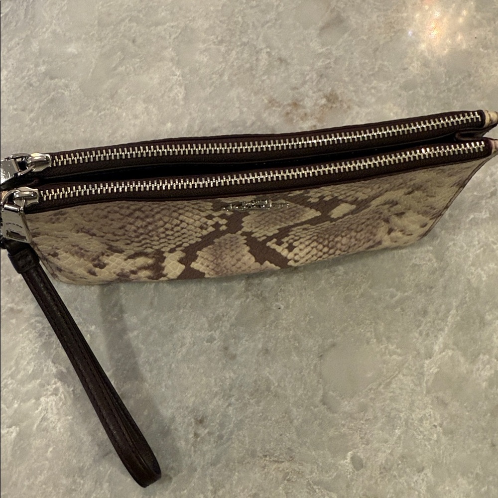 Coach Python Pattern Wristlet - Brown And Cream - image 2